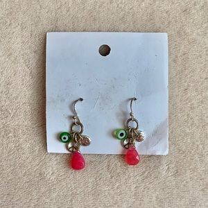 Silver Dangle Earrings With Peace Sign